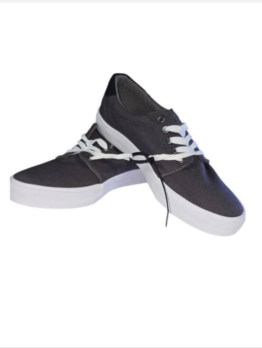 Men's Black Canvas Low-Top Sneakers with White Sole